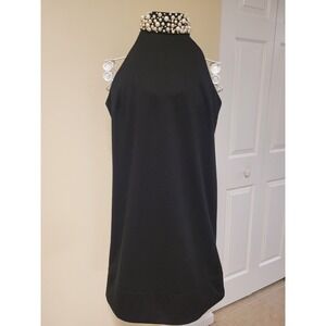Sunny Leigh Petite Black Halter Dress Pearl Neckline Sleeveless Knee Length 8 P